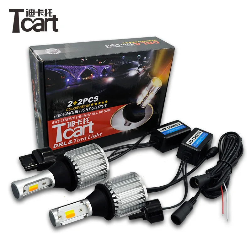 Tcart 2pcs High Power COB font b Lamps b font Car LED DRL Daytime Running Lights
