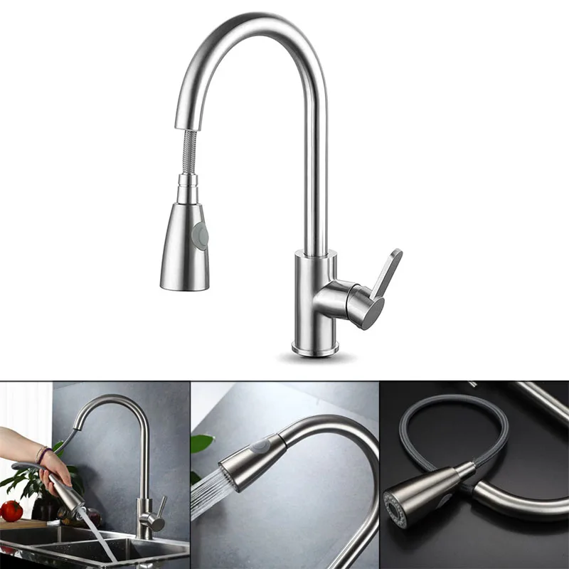 

Pull Out Faucet Tap Kitchen Basin Sink 360 Degree Rotation Hot Cold Water Mixer 2018ing