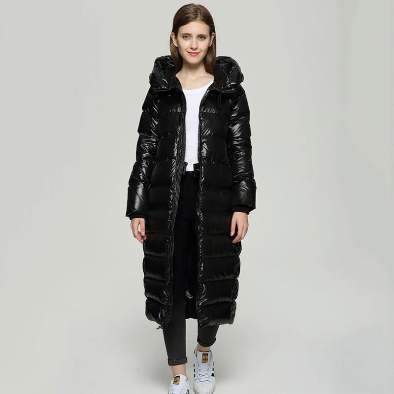 Зимний женский пуховик,, высокое качество, кокон, длинный, модный, белый, утиный пух, верхняя одежда для женщин, уплотненное, свободное, теплое пальто, DD833