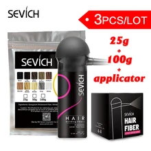 Sevich 3 pçs/lote Fibra De Construção Do Cabelo Styling Cor refil do Pó 100g + g + Aplicador de gel 25 Desbaste de Queratina Da Extensão Do Cabelo Spray de