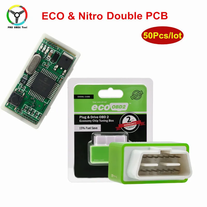 

50Pcs /Lot Original Double PCB EcoOBD2 Chip Tuning Box For Benzine Cars Eco OBD Plug Drive Lower Fuel And Lower Emission