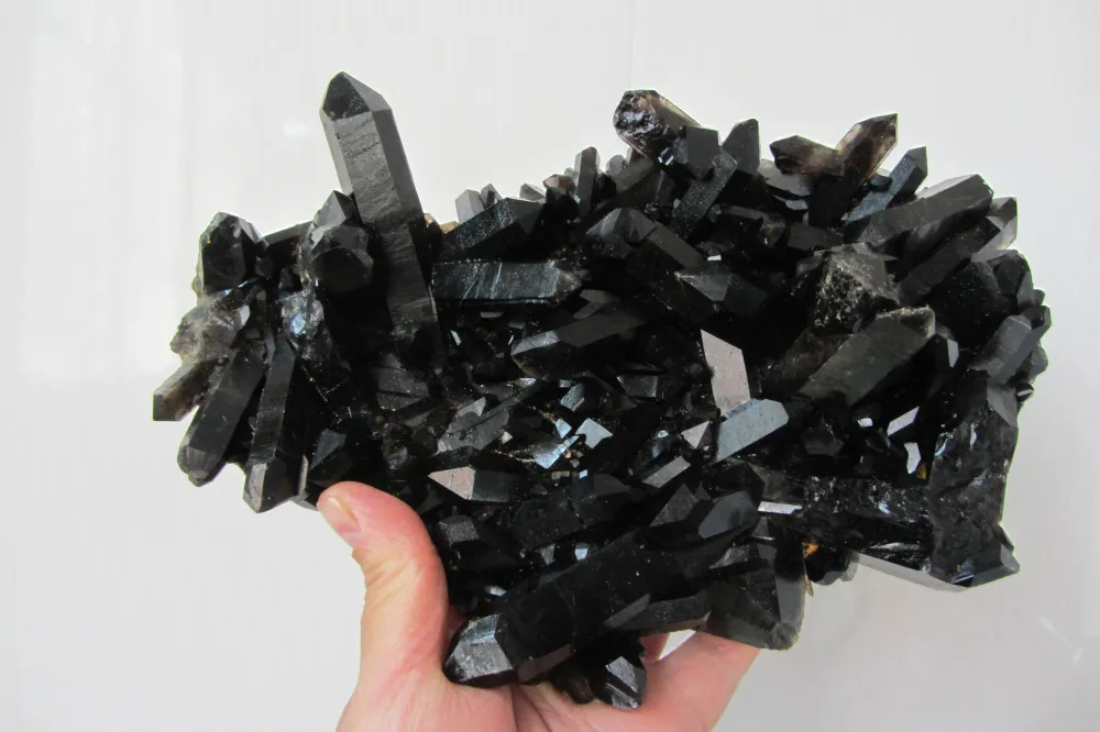 Как выглядит черный кварц 940.0g Natural Black Quartz Crystal Cluster Rock Specimen crystal swaroski cryst