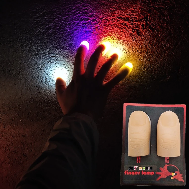 

1 Pair Creative Magic Thumb Light Red Light Fingers With LED Red 2 Pcs Props Magic Trick Thumb Props luminous Soft Glow Toys