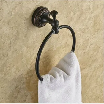 

Homedec Black Retro Oil Rubbed Bronze Towel Holder Antique Racks Wall Mounted Towel Ring