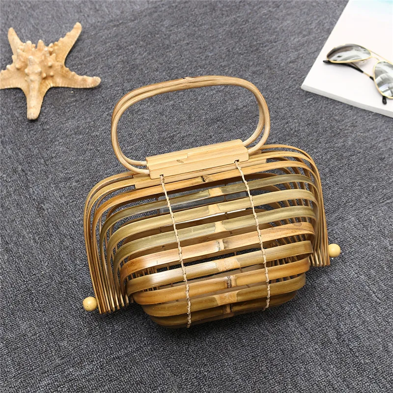 

Osmond Luxury Foldable Bag Female Bamboo Basket Bag Summer Hollow Out Beach Bags Women Handbag Handle Straw Bags Ladies Totes