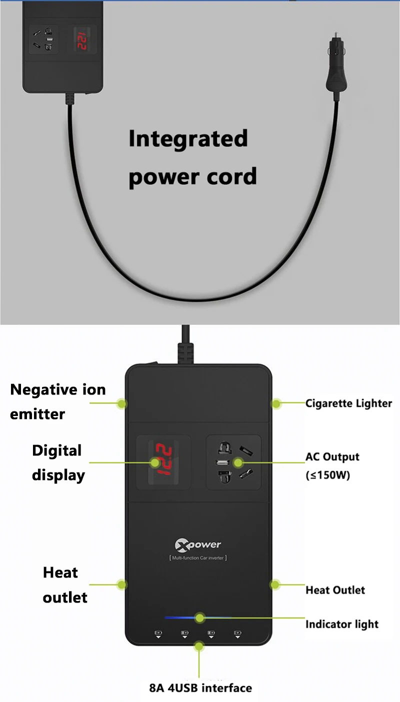 Многофункциональный 250W Мощность инвертор DC 12V к переменному току 230V автомобильный преобразователь с 4-Порты и разъёмы зарядка через usb Порты Авто Мощность Инвертор адаптер