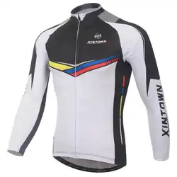 XINTOWN Прохладный быстросохнущая дышащая Велоспорт Джерси с длинным рукавом демисезонный для мужчин рубашка велосипедный спорт одежда