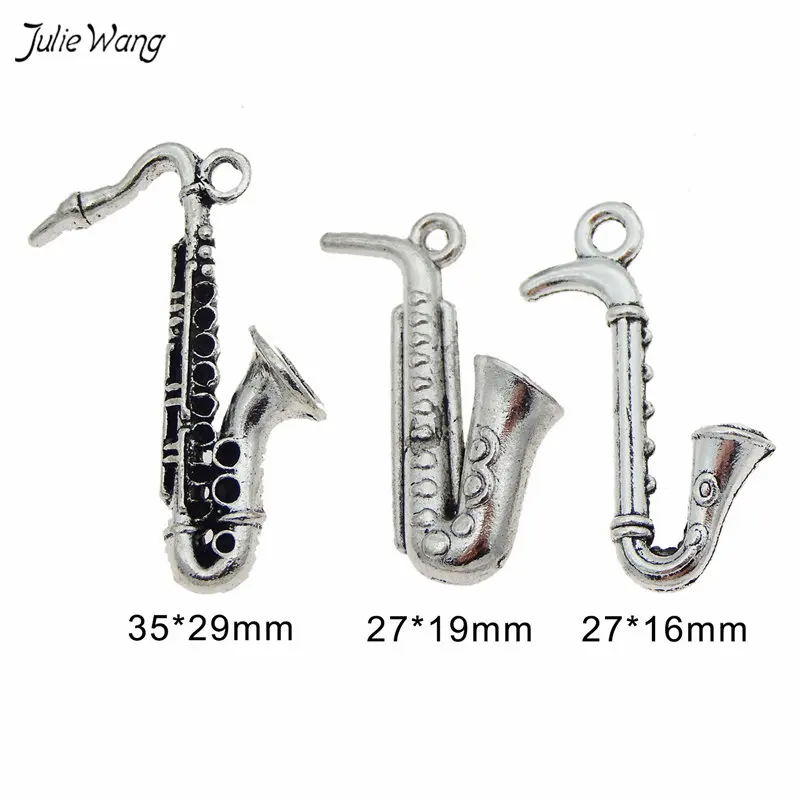Mixed Music Instrument Saxophone Charms Antique Silver 