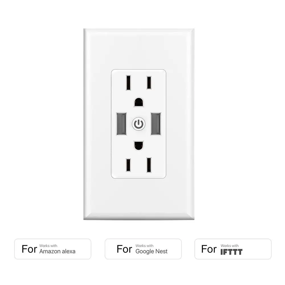 

Smart WiFi Voice APP Remote Control Wall Outlet Socket for Alexa Google Home NEW