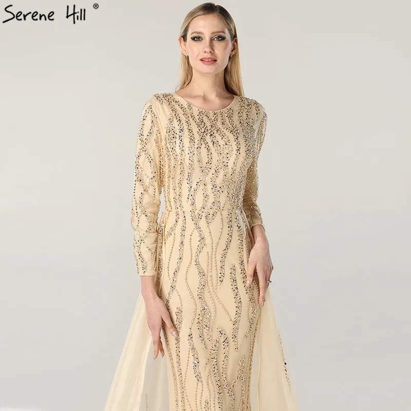 Дубай дизайнерские роскошные высококачественные вечерние платья обнаженные с длинными рукавами расшитые блестками вечерние платья Serene Хилл LA6302