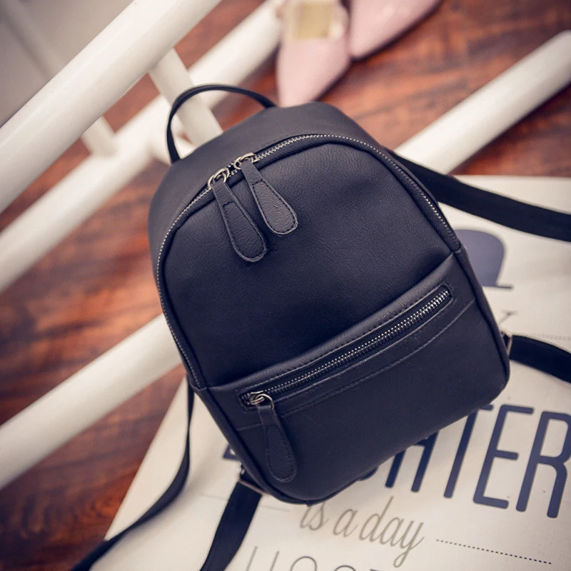 

Women Backpack New Fashion Casual PU Leather Female feminine backpack for teenage girls school bag solid mini Small backpack