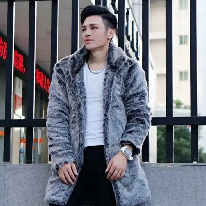 

Personalized winter thicken warm mens faux leather jacket mink fur leather coat men slim jackets jaqueta de couro fashion grey