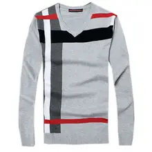 Новое поступление, мужские полосатые трикотажные изделия из хлопка с длинными рукавами, свитер, модный и популярный мужской пуловер, бренд