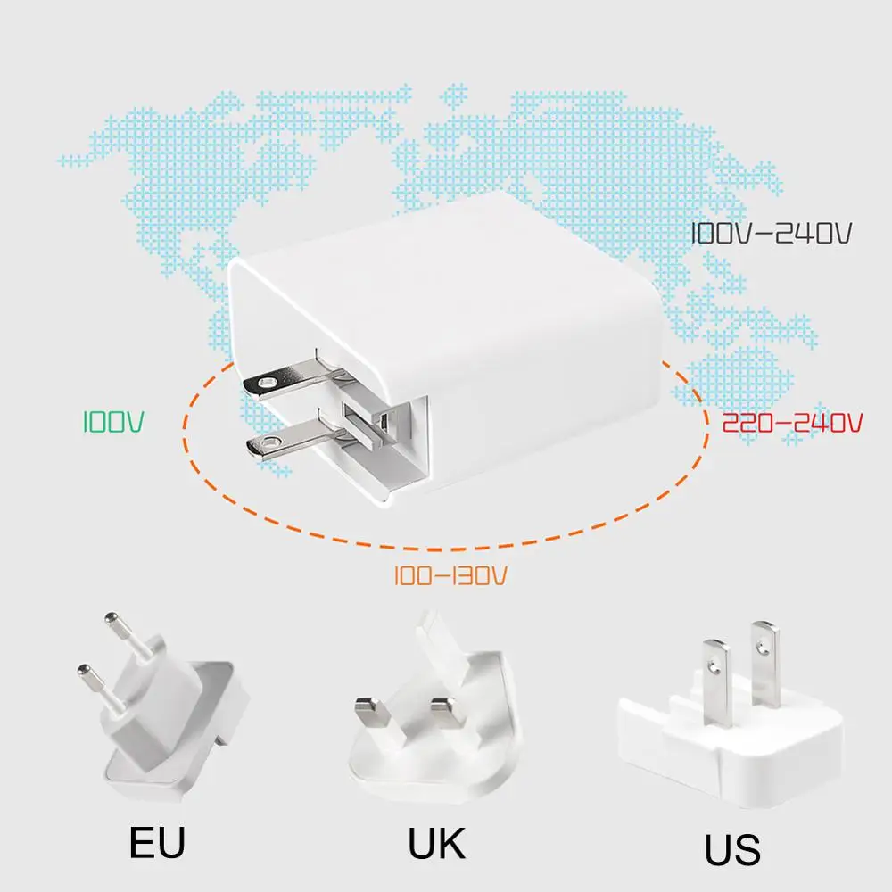 60W Quick Charge Type-C Wall Charger Power Delivery PD 30w+5V 2.4A Travel Charger for MacBook Pro Samsung Galaxy Note 9/ S9