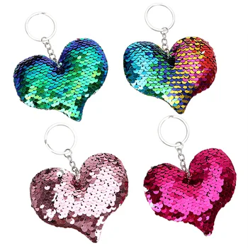 

Car Bag Accessories Heart Sequin Key Chain Car Keychain Car-styling Glitter Key Ring Fashion Auto Keyring Women Purse Pendant