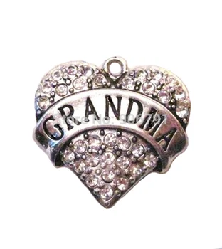 

100pcs a lot rhodium plated fashion Grandma Crystal Heart Family Pendant(A100047-1)