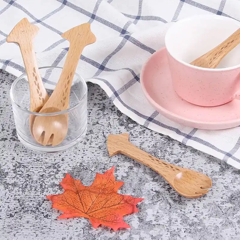 Детская деревянная рисунками из мультфильмов столовая посуда ложка Вилка Нож