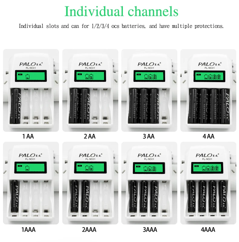 PALO 16 шт. Новая аккумуляторная батарея AA Ni-MH 1,2 V AA+ ЖК-зарядное устройство для AA/AAA батареи для часов/мышей/игрушек
