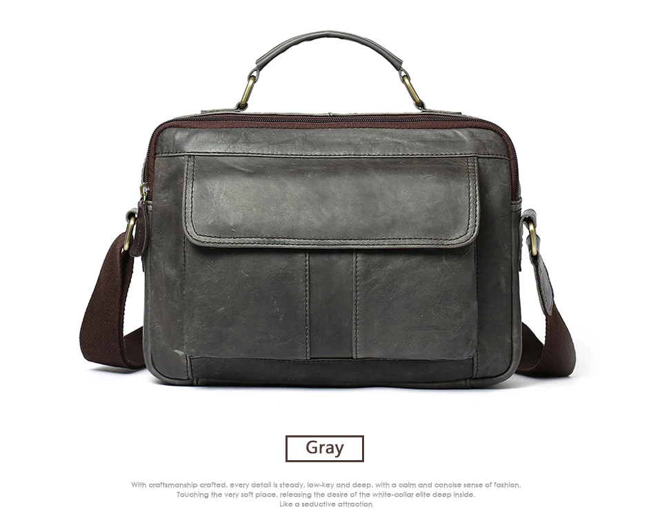 Cowhide Genuine Leather Messenger Bag Men Oil Leather Men's Shoulder Crossbody Bags Male Zipper Handbags Satchels 8320 (16)