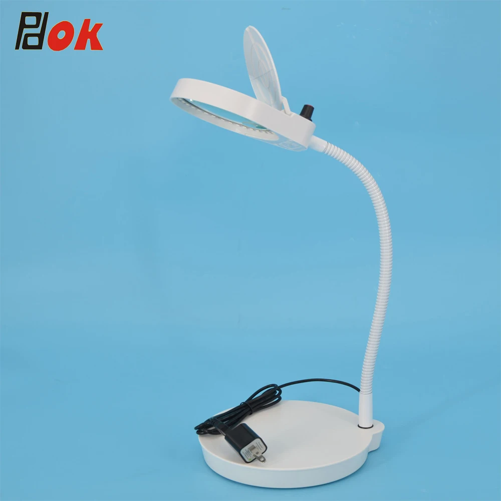 Mesa de Lente Lâmpada de Lupa com Mangueira de Metal Flexível para Unhas e Bordados Ajustável Ampliar 8x15x3x10x5x100mm Led Luz - Image 2