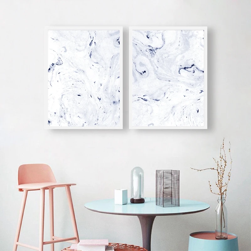 Hand Drawn Watercolor Marble Textures Poster Home Decor