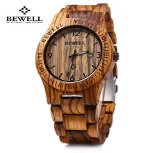 Bewell ZS-W086B Люксовый Бренд Древесины Смотреть мужчины Аналоговый Кварцевый Механизм Дата Водонепроницаемый Мужские Наручные Часы relogio мужской 2016