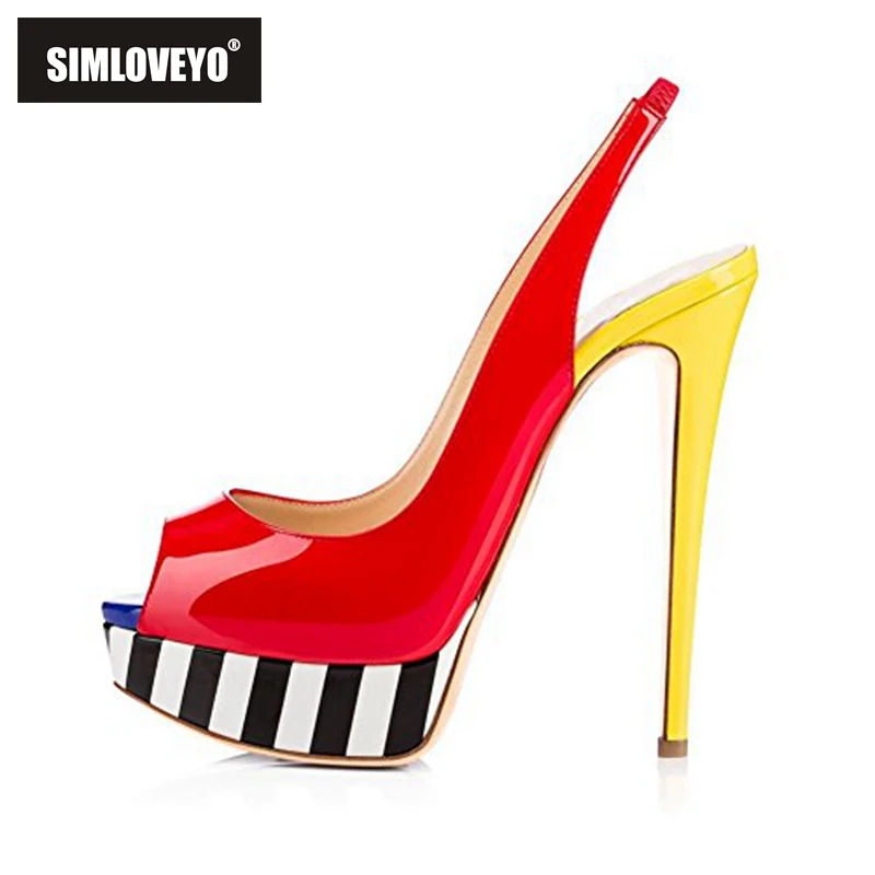 

SIMLOVEYO 2019 Spring summer platform Shoes woman High heels Ladies stiletto heel pumps Peep toe leather Leopard Thin heels
