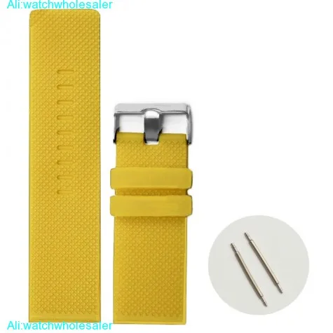28mm Yellow Color Silicone Jelly Rubber Ladies Men Watch Band Straps WB1079C28JB