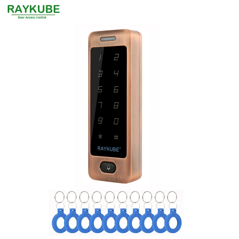 RAYKUBE DIY система контроля доступа набор с RFID сенсорной клавиатурой+ Электронные дверные замки+ кнопка выхода+ блок питания+ RFID ключи - Цвет: RT04