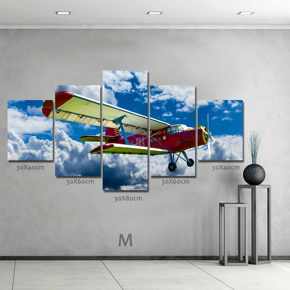 5 панельных холщовых картин AAHH большого размера Dordic Blue Sky Glider рисунок на холсте