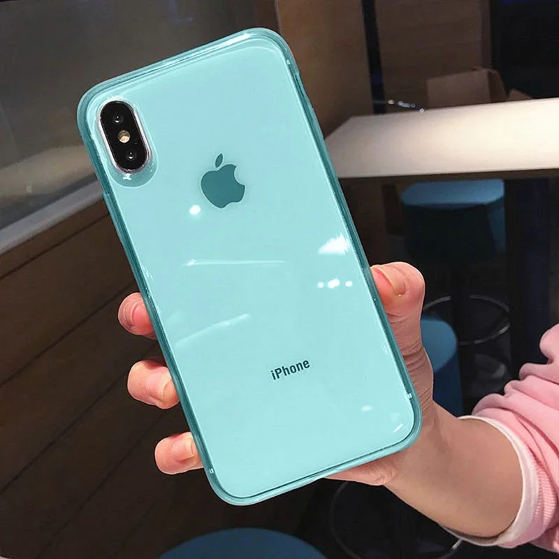 Прозрачный противоударный чехол LOVECOM с рамкой для iPhone 11 Pro Max XR XS Max 6 6S 7 8 Plus X чехол из мягкого ТПУ для задней панели телефона - Цвет: Green