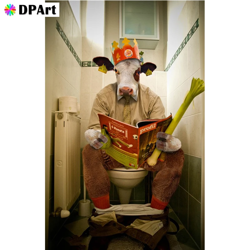 

Diamond Painting 5D Full Square/Round Drill Toilet Cow Daimond Rhinestone Embroidery Painting Cross Stitch Mosaic Picture M650