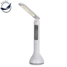 3in1 складной с регулируемой яркостью Led Настольная лампа Светодиодная настольная лампа сенсорная Настольная лампа с часы-будильник с термометром и Цвет изменение