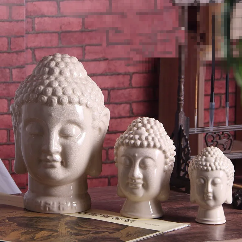 Большие Хрустящие глазурованные керамические статуи с головой Будды китайские