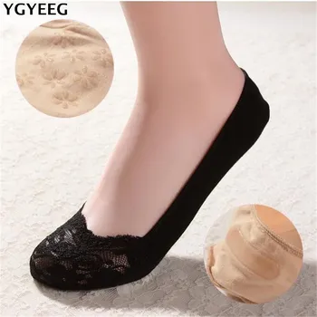 

YGYEEG 2018 Womens Cotton Lace Antiskid Invisible Liner Socks Elastic Comfy Female Summer Spring Ankle Boat Low Cut Short Socks