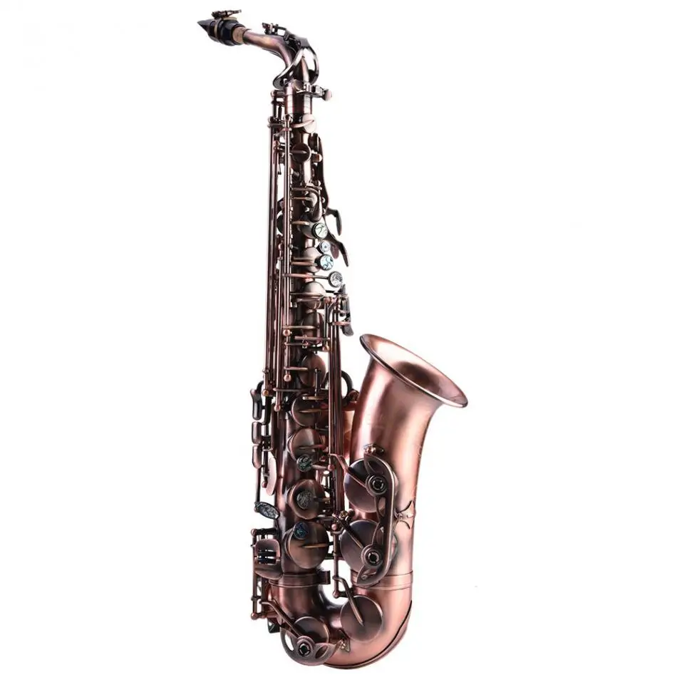 Professional Brass Alto Eb Saxophone Curved Horn Sax Instrument with Bag Strap Kit the Best Gift