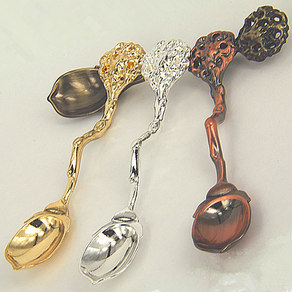 

Newest 1 Pcs Palace Style Coffee Tea Spoon Fruit Ice Cream Alloy Scoop Home Flatware