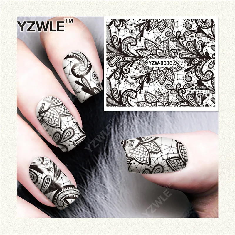 

YZWLE 1 Sheet DIY Decals Nails Art Water Transfer Printing Stickers Accessories For Nails YZW-8636