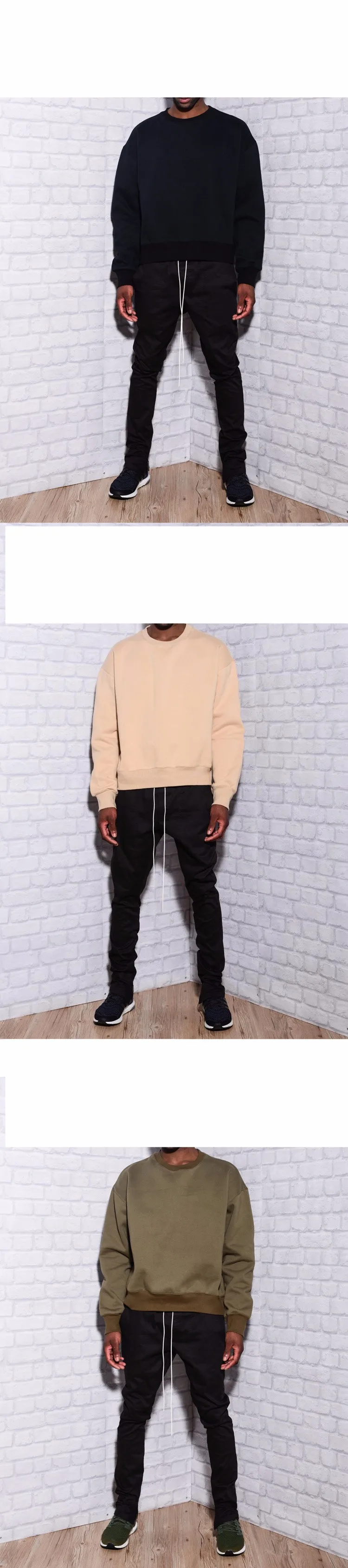 QoolXCWear KANYE WEST camel/розовый/черный Толстовки Простые однотонные толстовки в стиле хип-хоп негабаритные свисающие плечи женские/мужские топы