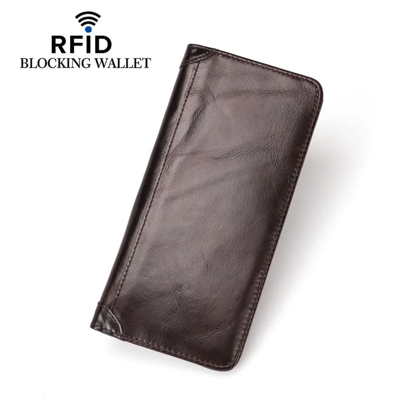 

New leisure man multi-layer mezzanine long money bag head layer cowhide multi-function multi-card zero wallet card bag