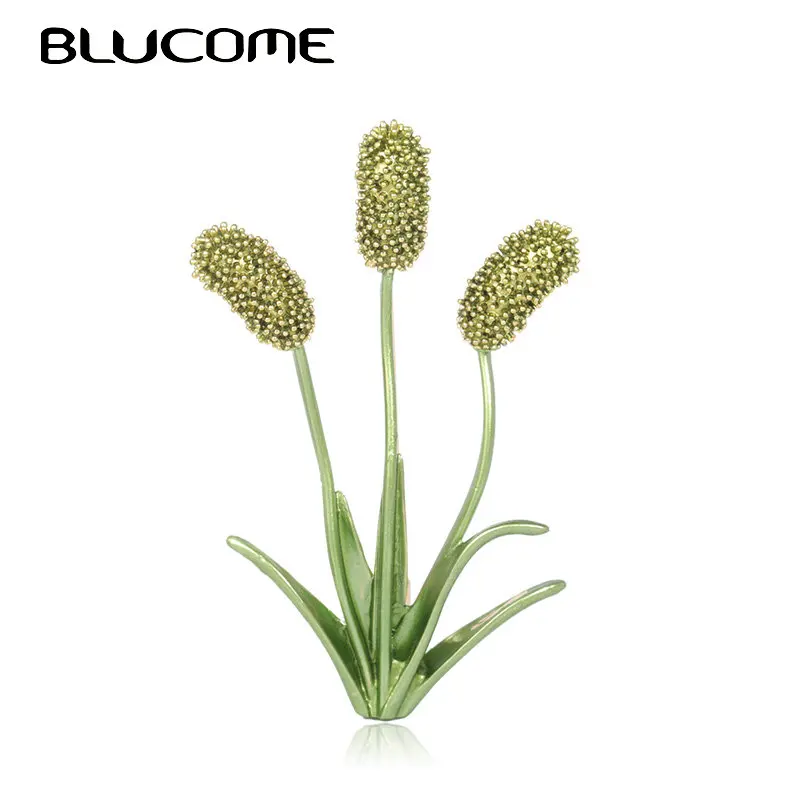 

Blucome Enamel Green Flower Grass Brooches Corsage Decoration Copper Metal Weddings Banquet Coat Brooch Pins For Women And Men