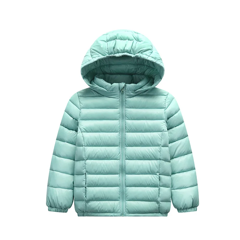 Sundae Angel/Детский пуховик зимняя куртка с капюшоном для девочек, однотонный теплый светильник, 80% утиный пух, пальто для мальчиков, верхняя одежда От 1 до 11 лет - Цвет: Зеленый