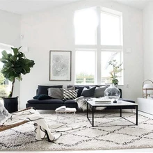 INS килим ручной работы марокканские ковры для гостиной геометрический Богемия индийский спальня плед полосатый черный белый дизайн