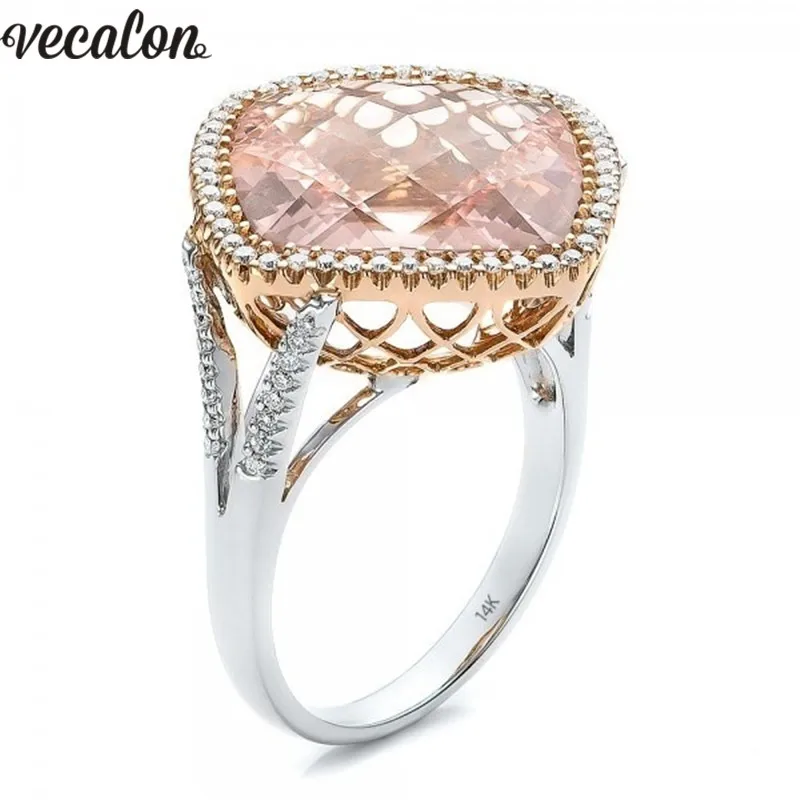 

Vecalon Hollow Promise Ring 925 silver Cushion cut Cz Crystal Anniversary Wedding Band rings for women men Party Jewelry