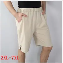 Новинка, мужские весенне-летний свободный крой и удобные льняные хлопковые шорты, высококачественные шорты до колена, большие размеры 2-5xl 6xl 7xl