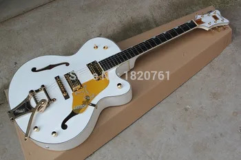 Ebony fingerboard GRETSCH THE WHITE FALCON 6120 Semi Hollow Body Jazz Korean Tuners Electric Guitar With Bigsby Tremolo 14917