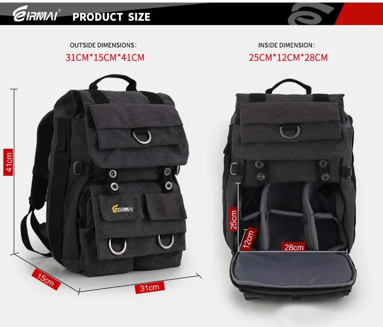 ⁦حقيبة كاميرا قماش ممتاز مع مكان لابتوب DSLR canvas camera⁩ - الصورة ⁦5⁩