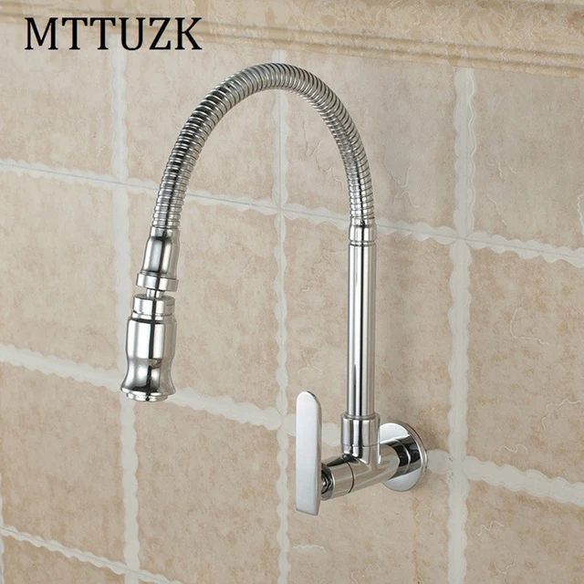 Best Offers MTTUZK Free Shipping!In wall mounted brass kitchen faucet. fold expansion. DIY  kitchen sink tap.Washing machine faucet 1pcs/lot