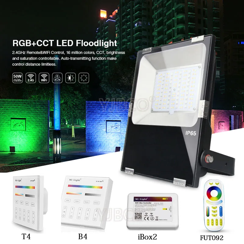 Milight 10W/20W/30W/50W RGB+CCT LED Flood light IP65 Waterproof AC86-265V Outdoor Lighting For Garden FUTT02 Milight 10W/20W/30W/50W RGB+CCT LED Flood light IP65 Waterproof AC86-265V Outdoor Lighting For Garden FUTT02