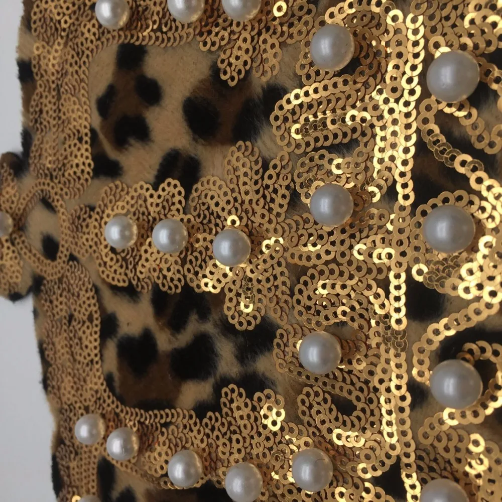 Леопардовый принт блестки любовь, корона с жемчугом для одежды Пришивные патч DIY мотив аппликация справиться с одеждой